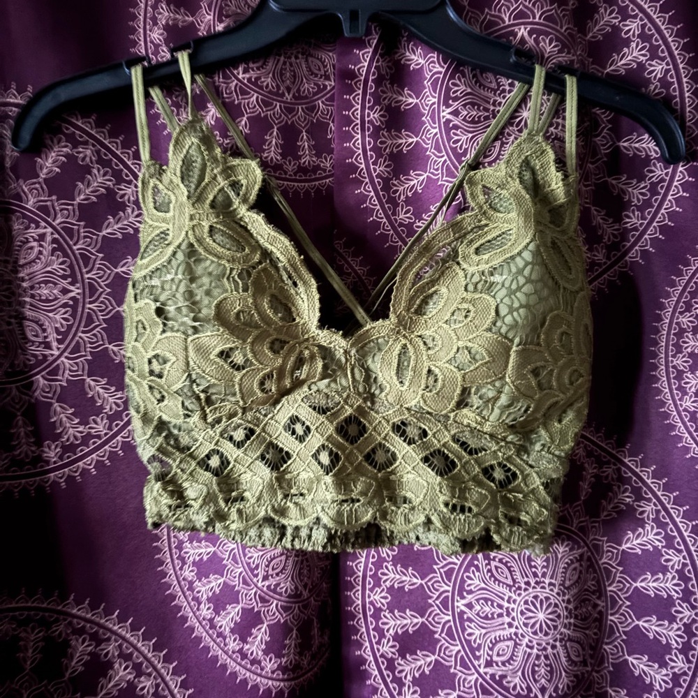 Anemone Olive Lace Bralette